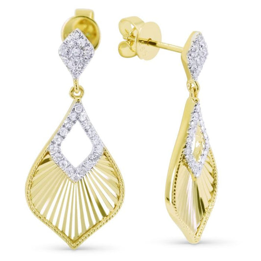 14K YELLOW GOLD DIAMOND DANGLE EARRINGS