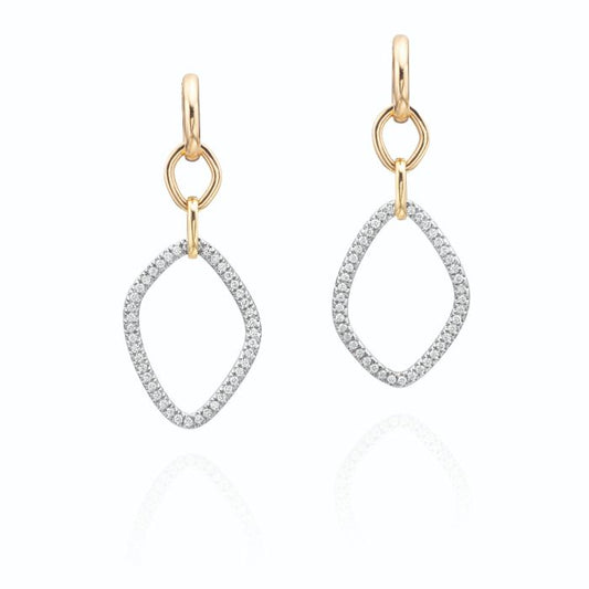 18K TWO TONE DIAMOND GALLET EARRINGS