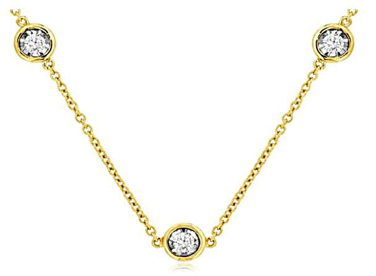 14K YELLOW GOLD DIAMOND BY THE YARD MIRCALE TOP STATION NECKLACE
