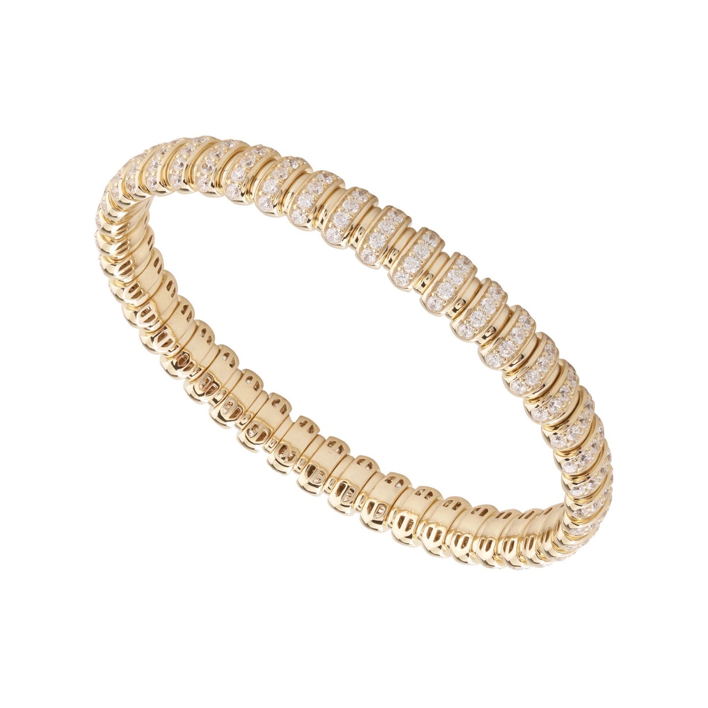 14K YELLOW GOLD DIAMOND STRETCH BANGLE