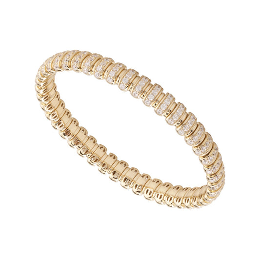 14K YELLOW GOLD DIAMOND STRETCH BANGLE