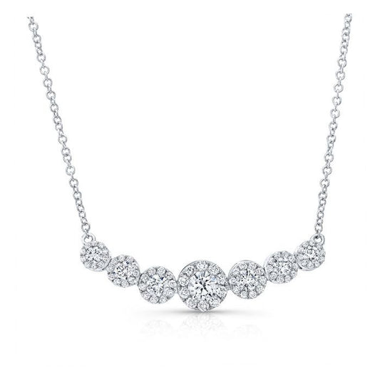 7 Stone Diamond Halo Necklace