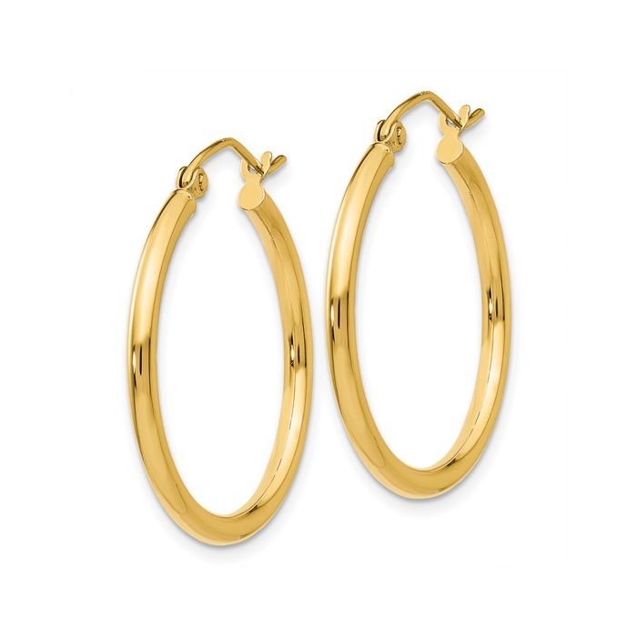 14K YELLOW GOLD 2MM THICK TUBE HOOPS