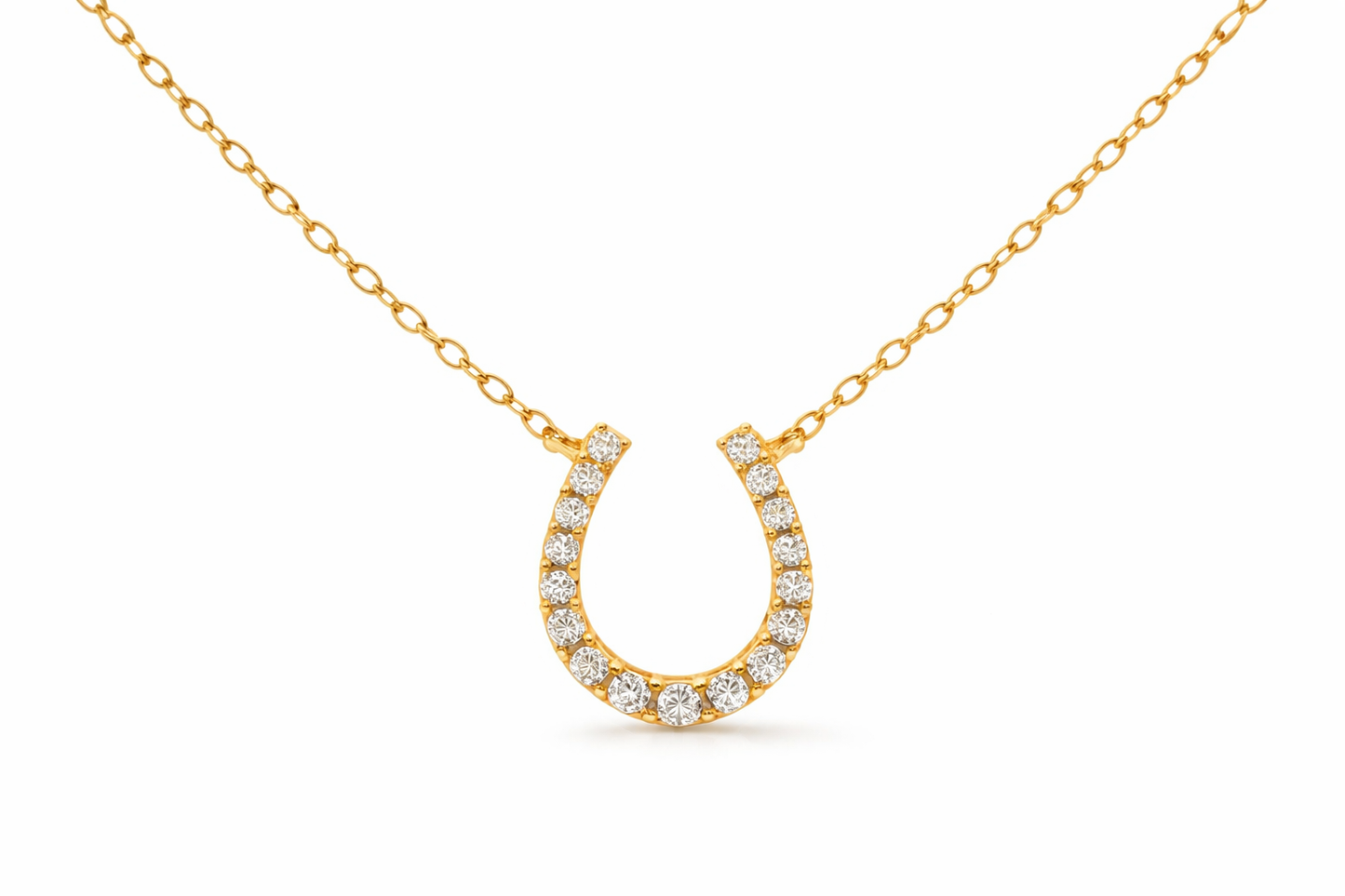 14K YELLOW GOLD DIAMOND HORSESHOE NECKLACE