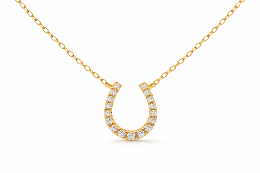 14K YELLOW GOLD DIAMOND HORSESHOE NECKLACE