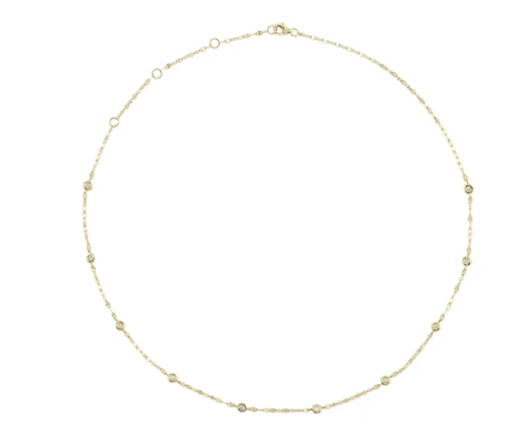SHY CREATION 14K YELLOW GOLD DIAMOND BY THE YARD MIRROR CHAIN NECKLACE 0.20CTW