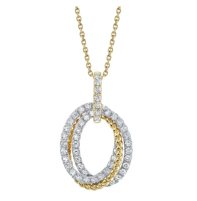 SHY CREATION 14K TWO TONE DIAMOND TRIPLE CIRCLE PENDANT 1.00CTW