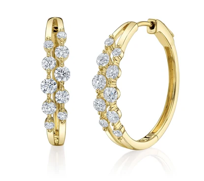 SHY CREATION 14K YELLOW GOLD DIAMOND HOOP EARRINGS 1.32CTW