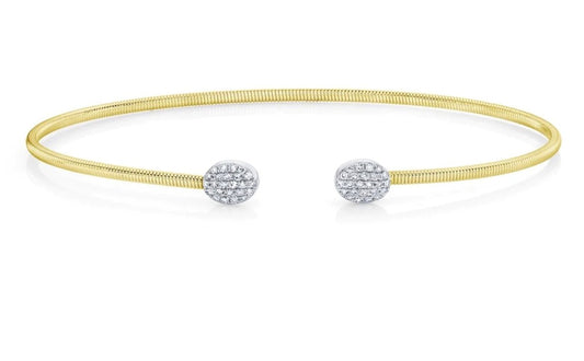 SHY CREATION 14K TWO TONE DIAMOND OVAL BANGLE 0.12CTW