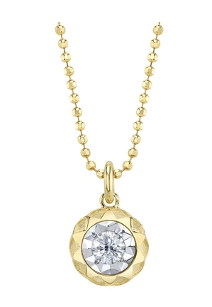 SHY CREATION 14K YELLOW GOLD FACETED BEZEL SET DIAMOND PENDANT 0.11CT