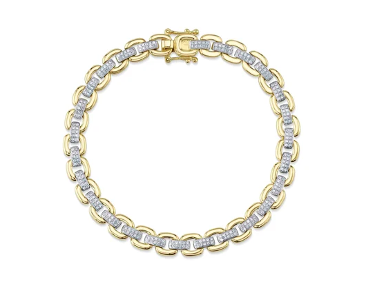 SHY CREATION 14K YELLOW GOLD DIAMOND LINK BRACELET 0.59CTW