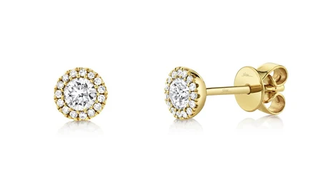 SHY CREATION 14K YELLOW GOLD DIAMOND HALO EARRINGS 0.48CTW