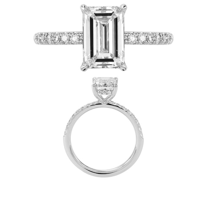 14K WHITE GOLD 3CT LAB GROWN EMERALD CUT DIAMOND ENGAGEMENT RING ...