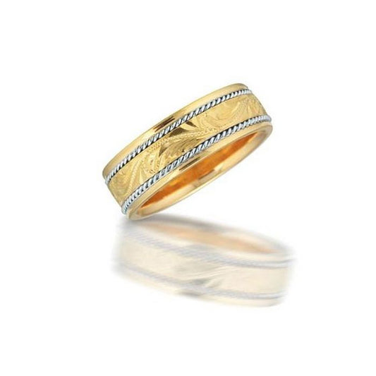 Two Tone 18K Yellow Men's Wedding Band