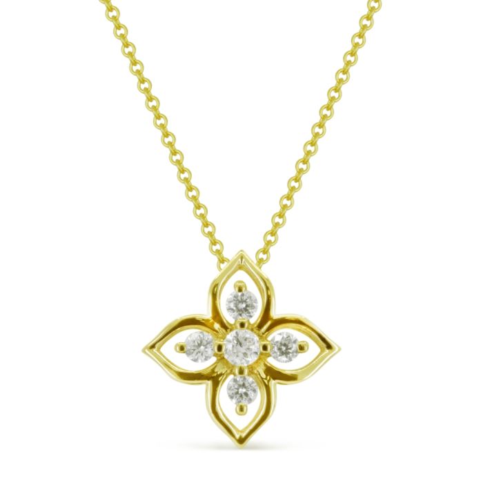 YELLOW GOLD DIAMOND FLOWER PENDANT
