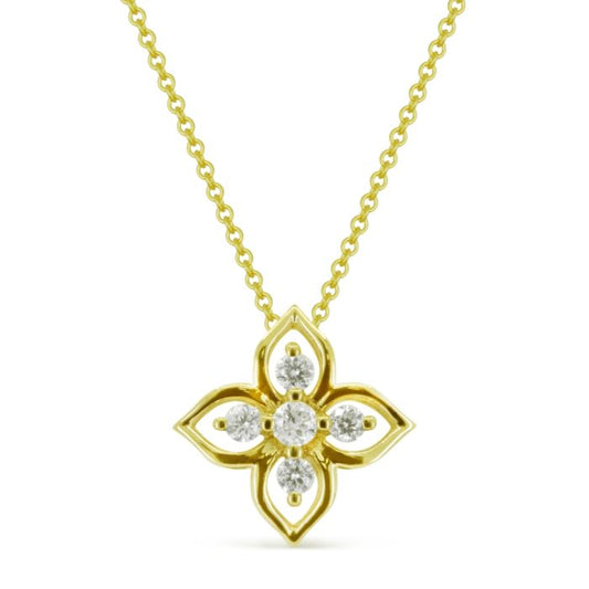 YELLOW GOLD DIAMOND FLOWER PENDANT