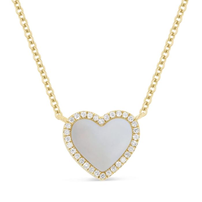 14K YELLOW  GOLD DIAMOND MOTHER OF PEARL NECKLACE