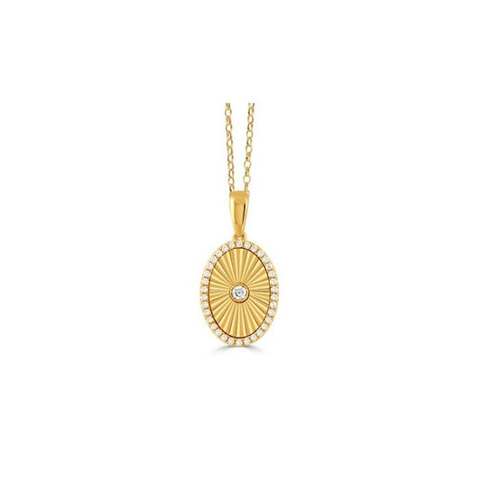 18KY FLUTED OVAL PENDANT
