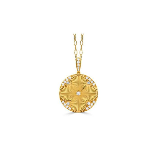 18KY FLUTED CLOVER PENDANT