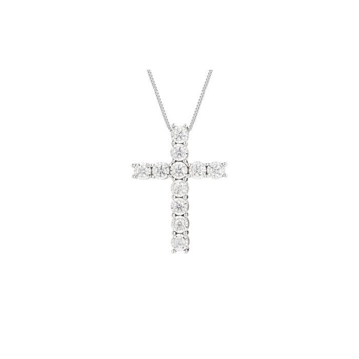14K YELLOW GOLD DIAMOND CROSS PENDANT