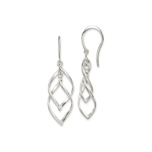 STERLING SILVER DOUBLE SWIRL DANGLE EARRING