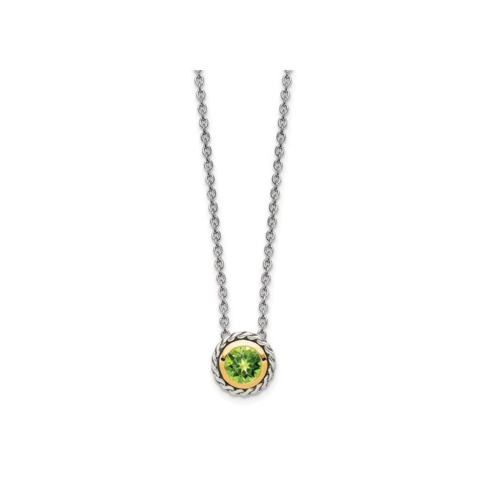 MIXED METAL ROUND PERIDOT PENDANT