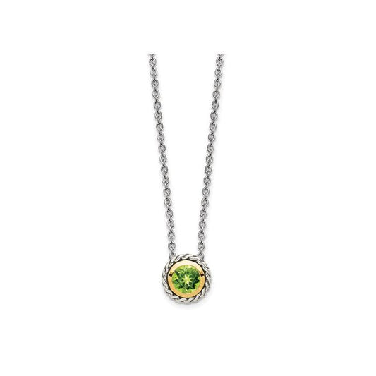MIXED METAL ROUND PERIDOT PENDANT