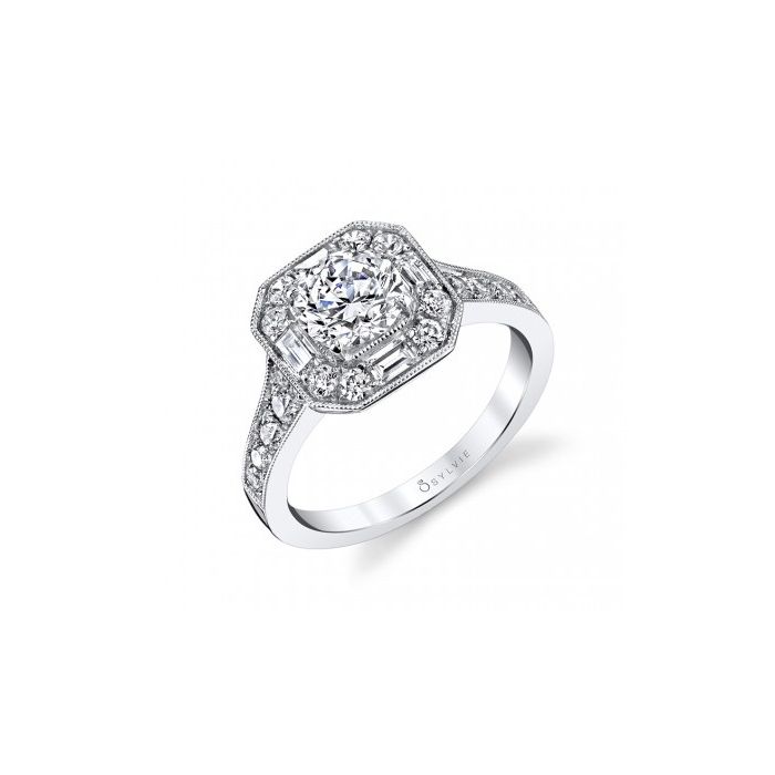 Sylvie Round Diamond Engagement Ring With Unique Halo
