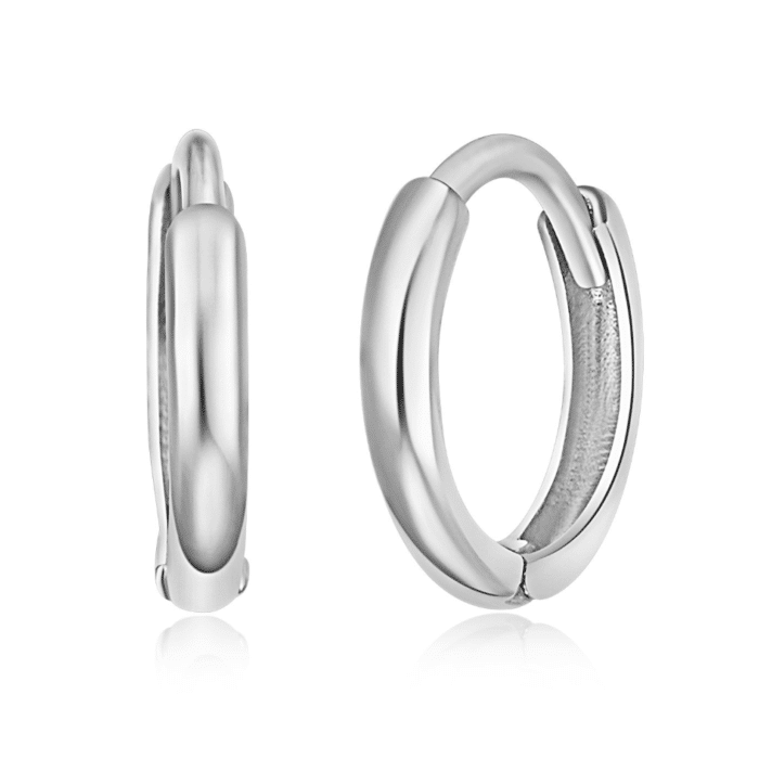 MINI WHITE GOLD HUGGIE HOOPS