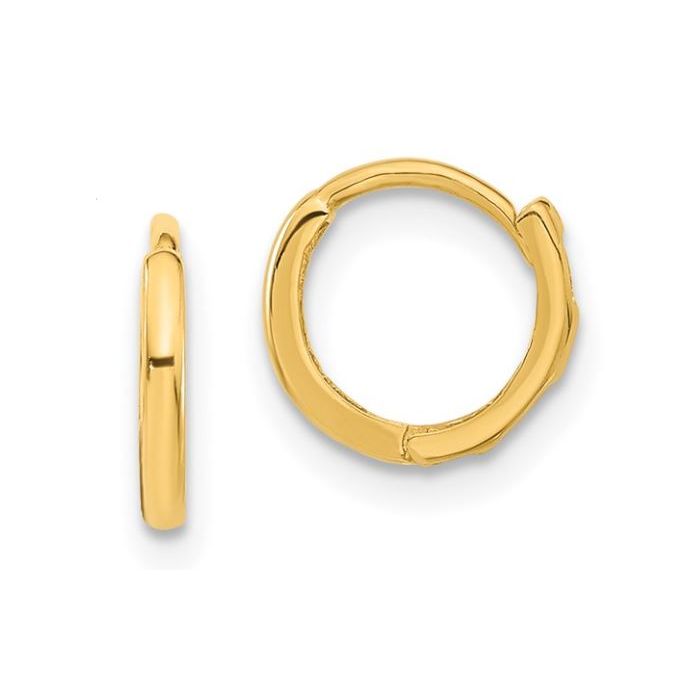 14K YELLOW GOLD HUGGIE HOOPS EARRINGS