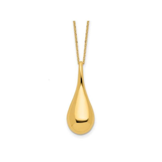 14K YELLOW GOLD TEARDROP NECKLACE 18"