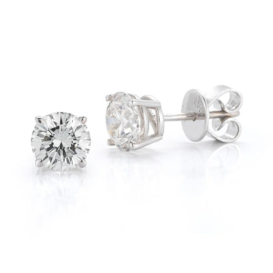 3.00 CTTW DIAMOND STUDS CONTAINING 2 ROUND BRILLIANT CUT DIAMONDS