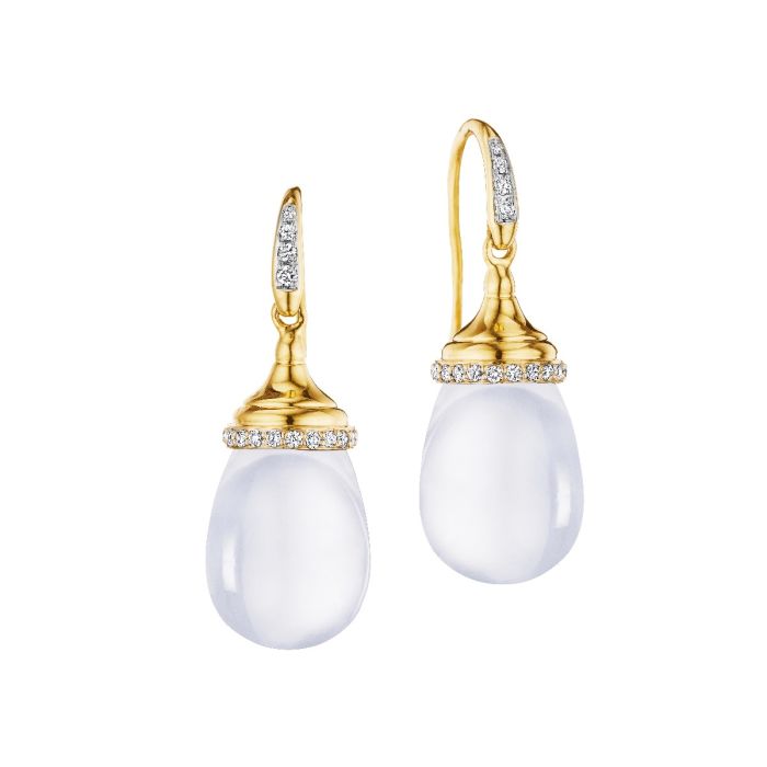 YELLOW GOLD DIAMOND MOGUL DROP EARRINGS