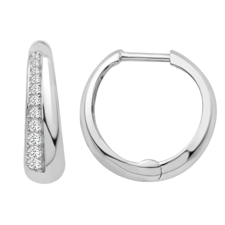 14K YELLOW GOLD DIAMOND HOOP EARRINGS