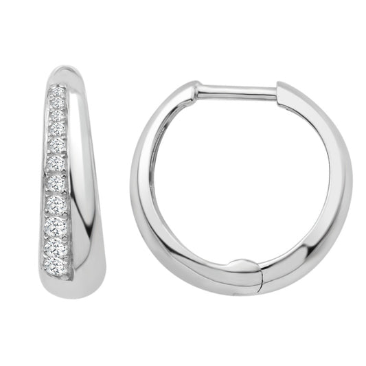 14K YELLOW GOLD DIAMOND HOOP EARRINGS