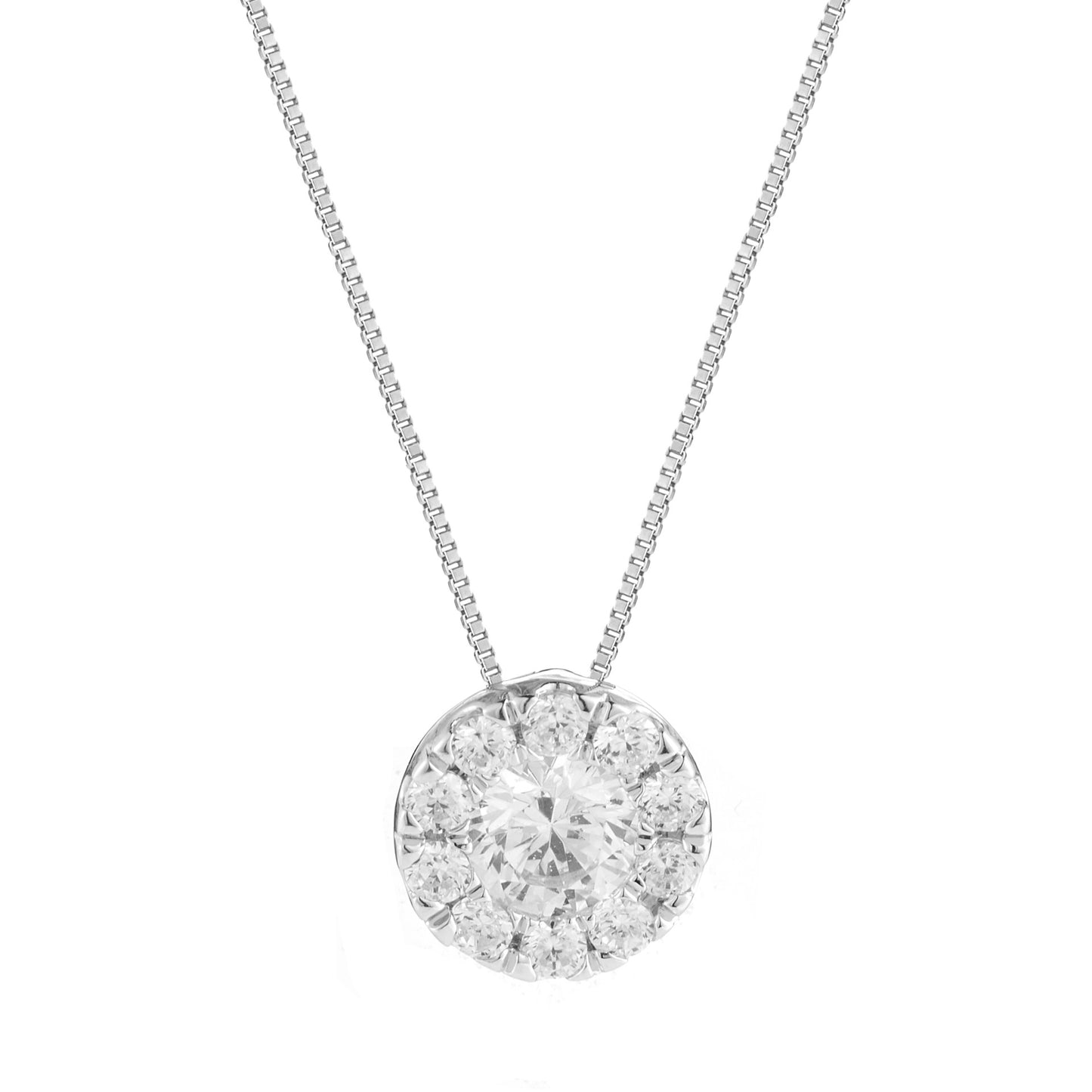 14K WHITE GOLD DIAMOND HALO PENDANT