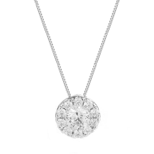 14K WHITE GOLD DIAMOND HALO PENDANT