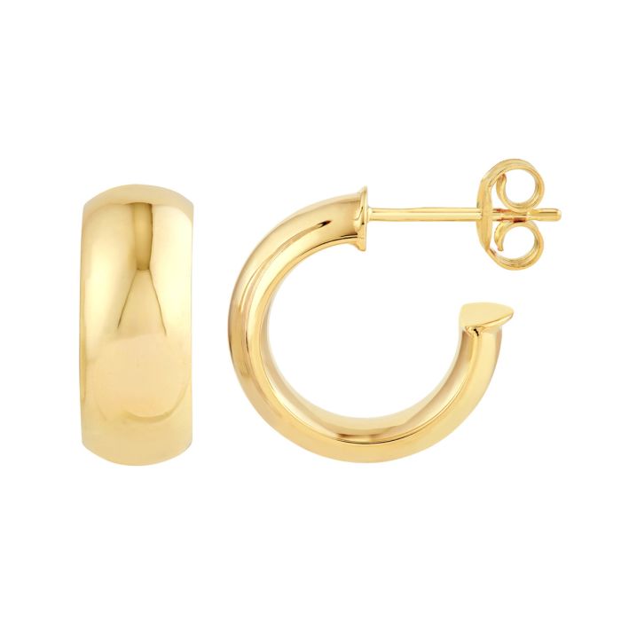14K YELLOW GOLD 10MM ROUND HOOP EARRINGS