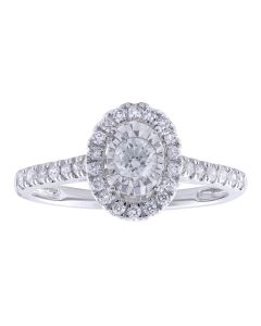 .50 CTTW MIRACLE TOP OAVL HALO ENGAGEMENT RING