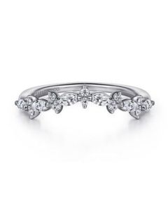 GABRIEL & CO 14K WHITE GOLD CURVED DIAMOND CONTEMPORARY COLLECTION BAND