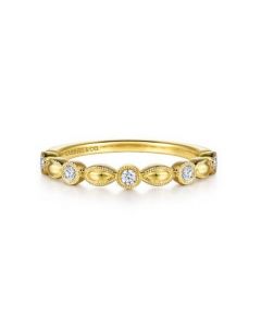 GABRIEL YELLOW GOLD DIAMOND MARQUISE SHAPE STACKABLE RING
