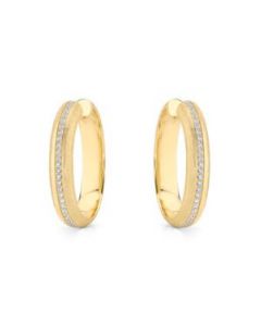 YELLOW GOLD BRUSHED FINISH .30 CTTW DIAMOND HOOPS