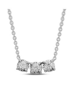 .10 CTTW WHITE GOLD 3 STONE MIRACLE TOP NECKLACE
