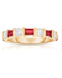 RUBY BAGUETTE AND ROUND DIAMOND BAND