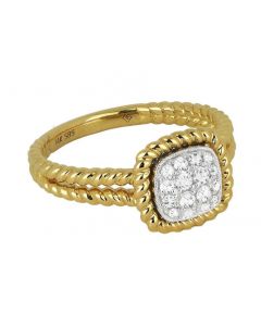 YELLOW GOLD CUSHION SHAPED DIAMOND FASHION RING