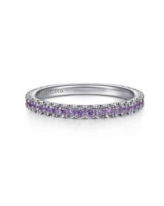 GABRIEL WHITE GOLD AMETHYST ETERNITY STACKABLE RING