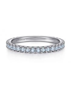 GABRIEL WHITE GOLD BLUE TOPAZ ETERNITY STACKABLE RING