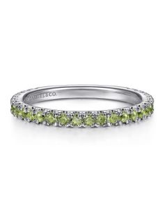 GABRIEL WHITE GOLD PERIDOT ETERNITY STACKABLE RING 