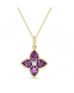 YELLOW GOLD AMETHYST FLORAL PENDANT