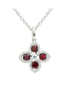 FLORAL DESIGN RUBY AND DIAMOND PENDANT 